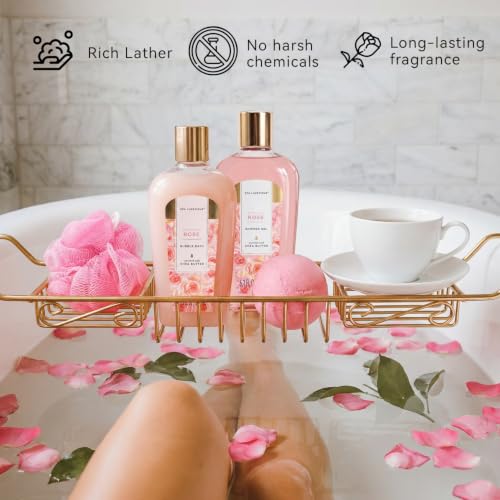 Spa Luxetique Rose 10pc Gift Baskets for Women Spa Gift Set