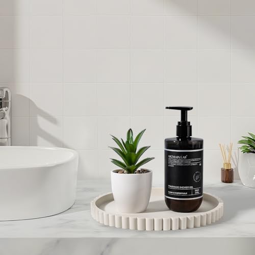 Round Bathroom Tray Silicone Kitchen Counter Decor Vanity Organizer Decorative Coffee Table Tray for Perfume, Candle, Soap Dish, 9 Inch, Beige - color: Beige, size: 9"