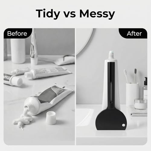 Semi-Circle Tube Paste Squeezer Set, Black 3 Pack Rolling Key Turner for Toothpaste and Cream Tubes, Easy Grip Handle for Bathroom Counter, Travel Kit, Reusable - color: Black