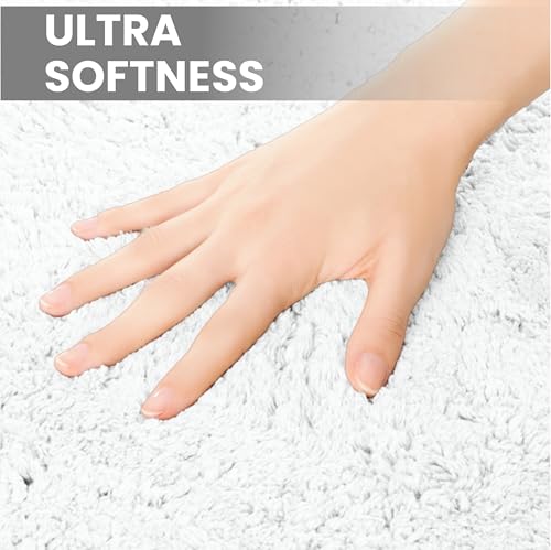 voyzz home Cotton Bathroom Bath Mat Rug White 20" x 32 Extra Soft, Non-Slip, Super Water Absorbent and Machine Washable for Bathroom, Floor, Tub & Shower - color: Plain White Single