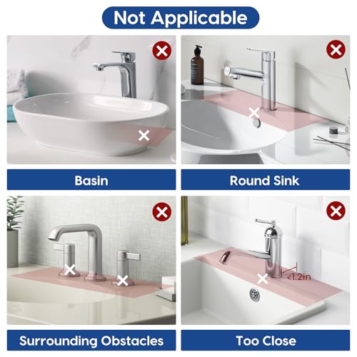 17.7 Inch Silicone Faucet Mat for Kitchen Sink Splash Guard - 7° Slope Upgraded Water Draining Mat with Fasten Button for Bathroom Area(Black, 17.7''x5.5'') - color: Black, size: 17.7''x5.5''
