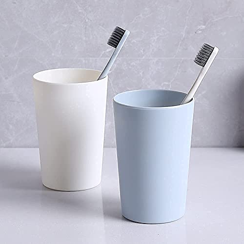 Simple Drinking Cup, Household Plastic Cup, Couple Toothbrush Holder, Large Capacity 300ml (10 oz) Mug (Blue & White)