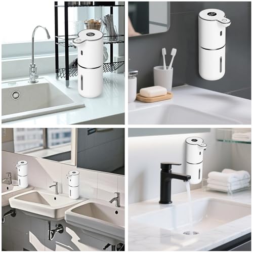 OHIFAST 2 Pack Automatic Liquid Soap Dispenser Touchless, USB Rechargeable Smart Hand Soap Dispenser, 6-Level Adjustable, 12.8oz/380mL Wall Mount for Bathroom Kitchen Dish Soap-White - color: 2 Pack- White, style: Liquid