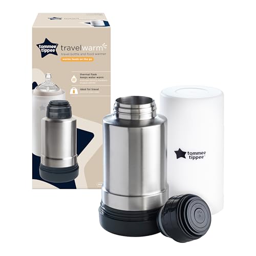 Tommee Tippee Portable Travel Baby Bottle and Food Warmer, Thermal Insulation, Stainless-Steel Flask with Leak-Proof Lid - size: 1 Count (Pack of 1), style: Portable