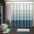 Striped Blue Shower Curtain Set with Toilet Lid Cover and Non-Slip Rugs for Bathroom, Minimalist Neutral Ombre 4 Pcs Shower Curtain, Modern Bathroom Set with 12 Hooks - color: Ombre Blue
