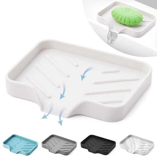 Silicone Soap Dish & Tray - Self Draining, Durable Rubber with Drainage - Kitchen & Shower Soap Holder - color: Cream, size: S(4.7X3.5) 1 PC