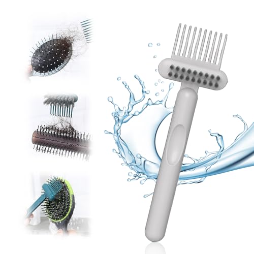 2 In 1 Hair Brush Cleaning Tool, 2025 New Comb Cleaning Brush, Portable Brush Cleaner for Travel, Hairbrush Cleaning Tool for Hair Salons (Gray) - color: Gray