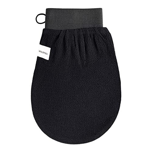 Wildpier Beauty Luxe Deep Exfoliating Glove - Biodegradable Viscose, Body Exfoliator Improves Skin Texture, Exfoliating Face Scrub Reduces Acne, Dead Skin Remover for Body, Body Scrubber Exfoliator - style: Black