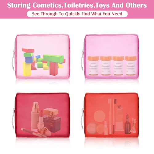 8 Pack TSA Approved Travel Toiletry Bags Frosted Translucent Leak-proof Cosmetic Makeup Bags for Women Men Travel Organizer Airport Security(Red,6.7 x 5.5 x 1.8 Inch) - color: Red, size: 6.7 x 5.5 x 1.8 Inch