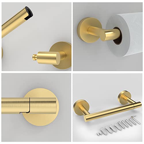 RARXTR Gold Toilet Paper Holder SUS304 Stainless Steel Double Post Pivoting Toilet Paper Roll Holder Wall Mounted Toilet Tissue Holder for Commercial Bathroom RV Brushed Brass Finish - color: Brushed Gold, size: Wall Mount