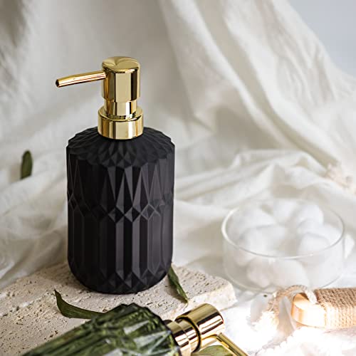 EMPO Matte Black Glass Soap Dispenser with ABS Plastic Pump, Lotion Dispensers for Kitchen, Bathroom (Black) - color: Matte Black
