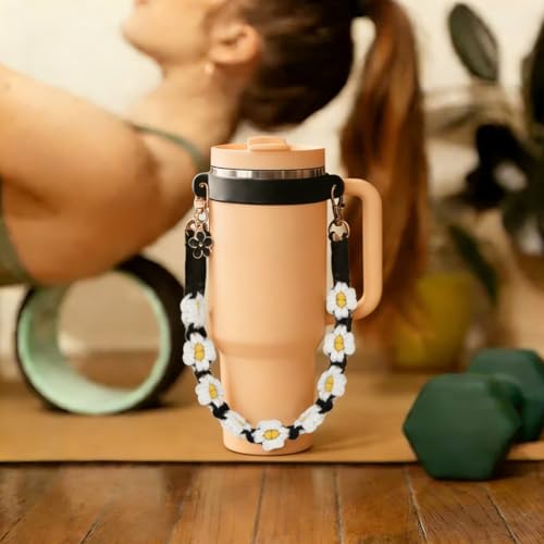 Silicone Water Bottle Handle Strap for Gym Travel Hiking Compatible with Stanley 30 & 40oz Cup Accessories for Men Women Gift - color: Style K