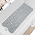 TEESHLY Bath Tub and Shower Mats, Non Slip 40 x 16 Inch Extra Large Bathtub Mat, Machine Washable Bathmat with Drain Holes, Suction Cups for Bathroom Floor, Gray - color: Gray