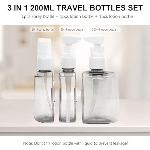 Skycase Travel Bottles - Leak Proof Refillable Tsa Approved Travel Size Toiletries, 3 in 1 Liquid Bottles Containers with Labels and Funnel Airplane Accessories Kits for Lotion Liquid (Blue) - color: Blue, size: 3 in 1