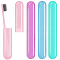 Hooqict 4 Pack Travel Toothbrush Case Portable Travel Toothbrush Holder Plastic Toothbrush Container Protector Cover Case for Traveling, Bathroom, Camping, Home, School, Business - color: Cyan, Pink, Purple, Blue