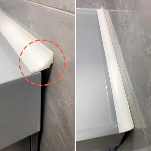 Water Barrier for Sink,Shower Threshold Water Dam Barrier,Waterproof Barrier Bathroom,Collapsible Silicone Strip Trim Splash Guard (White-2M) - size: White 2m