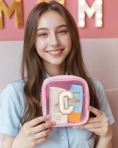 KOTORA Travel Clear Makeup Bag Toiletry Bag, Make up Bag Waterproof Toiletry Bags for Women Cosmetic Bag Preppy Stuff Brithday Gifts for Women Personalized Pink Mother Girlfriend Wife Gifts - color: Pink, style: C
