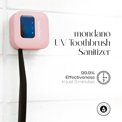 Mondano UV-C Toothbrush Sanitizer and Holder, Toothbrush Case - Manual/Electric Toothbrush Cover for Any Toothbrush Head - Rechargeable Toothbrush Travel Case, Tooth Brush Cover Cap for Home - color: Pastel Pink