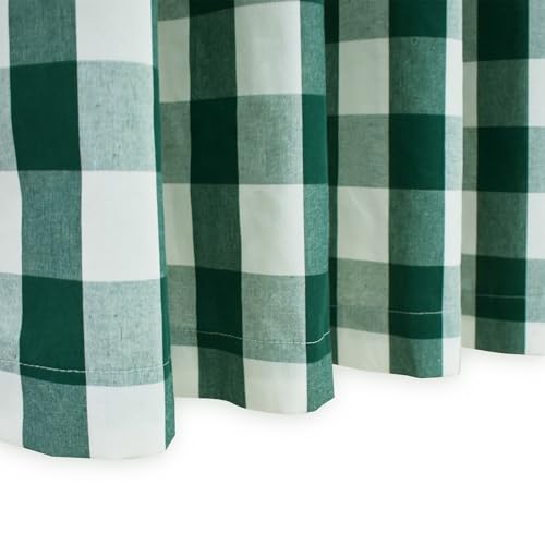 3 Pieces Tier Curtains and Valance Set Buffalo Check Kitchen Tiers Plaid Gingham Rod Pocket Classic Short Small Cafe Curtains Country Farmhouse Cafe Bathroom 54"x18"/27"x30" Dark Green & White - color: Plaids Dark Green&white, size: 27"W x 30"L (Pack of 3