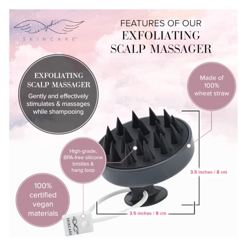 SERAPHIC SKINCARE Scalp Scrubber & Wet Brush – BPA-Free Silicone Bristles & Wheat Straw Handle – Scalp Massager for Hair Growth, Deep Cleansing & Dandruff Removal for All Hair Types - style: Scalp Massager