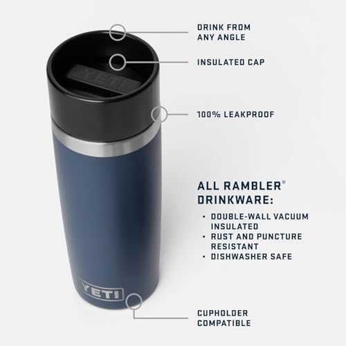 YETI Rambler 16 oz Travel Bottle, Stainless Steel, Vacuum Insulated with Leakproof Commuter Cap, Black - color: Black, size: 16 Ounces