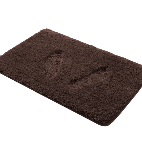 YHF Bathroom Rug Set 2Piece, Thick &Soft Microfiber Shaggy, U Shaped Contour, Machine Washable Bath Mats, Absorbent Bath Rugs, Non-slip Rubber Backing Bath Mat for Bathroom Floor, Tub and Shower,Brown - color: Brown, size: 2 Piece: 20" X 20" + 20" X 32" (