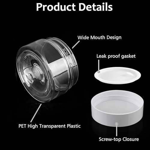 Accmor Plastic Container Jars, 1 OZ Round Clear Cosmetic Containers Travel Storage with White Lids, 4 Pcs Sample Container Slime Jars for Storing Lip Balms, Makeup, Ointments, Body Butter - color: White, size: 1 Ounce