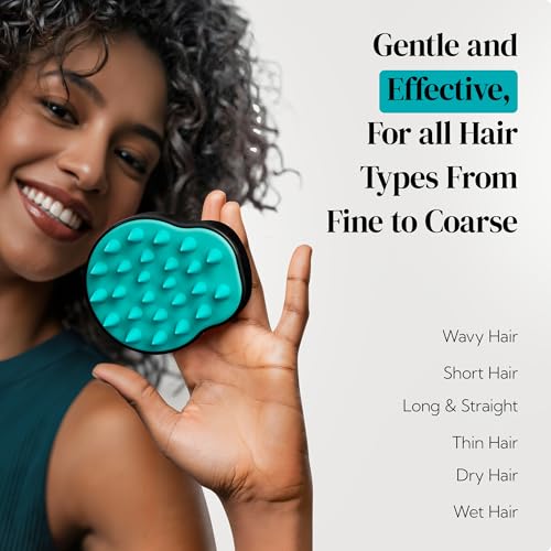 HEETA Hair Scalp Massager Shampoo Brush 2 Pack, Soft Silicone Bristles to Remove Dandruff, Waterproof Hair Scrubber for Both Wet Dry Use, Suitable for Men & Women (Turquoise & Purple) - color: 01- Turquoise & Purple