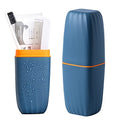 Travel Toothbrush Cup Case,Toothbrush Holder with Cover Travel Toothbrush Containers Portable Toothpaste Storage Toothbrush Case and Carrier for Camping School Business Trip Bathroom (Dark blue) - color: Dark blue
