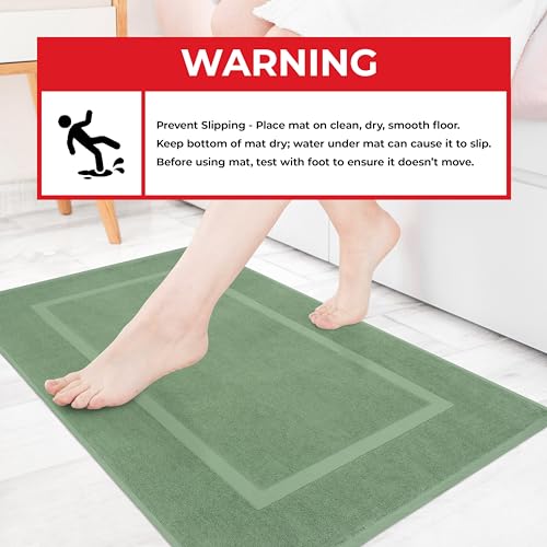 Cotton Paradise 100% Cotton Turkish Bathmat Set, Soft Absorbent Quick Dry, 2 Piece 20x34 Bathmat Floor Set, Sage Green - color: Sage Green, size: 2 PC 20x34"