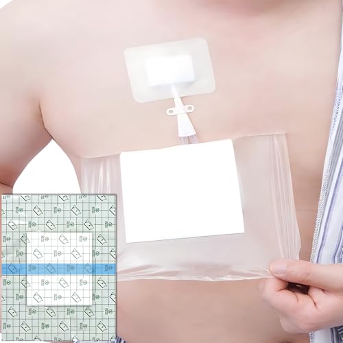 14 Pcs Waterproof Shower Cover 12"x14" with Non-Stick Center Pad for Large Port Surgery Incisions Protector Patch Transparent Film Clear Adhesive Wounds Dressing Bandage Shields - size: 12x14 Inch (Pack of 14)
