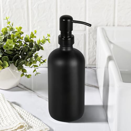 GMISUN Black Soap Dispenser, 1 Pack Matte Black Bathroom Hand Soap Dispensers, 17 Fl Oz Dish Soap Dispenser for Kitchen with Rustproof Stainless Steel Pump, Modern Liquid Dishwashing Dispensers Bottle - color: Black Bottle + Black Pump, size: 1 Pack