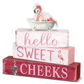 Cinnvoice 4 Pcs Flamingo Bathroom Decor Farmhouse Bathroom Decoration Hello Sweet Cheeks Table Centerpiece Gift for Christmas Valentines Back to School - style: Flamingo Hello Sweet Cheeks