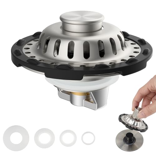 Universal Bathtub Drain Stopper, Brass Metal Shower Hair Catcher, Brushed Nickel | 3 in 1 Bathroom Sink Strainer with Visible Top Filter, Tub Stopper for Standard 1.1''~2.36'' Sink Hole - color: Brushed Nickel