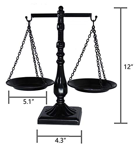 Owlgift Vintage Metal Libra Jewelry Towers Display Cosmetic Organizer Storage, Scale Centerpiece Stand, Antique Jewelry Storage, Farmhouse Candleholder Display – Black, 12“ W x 12“ H - color: Black