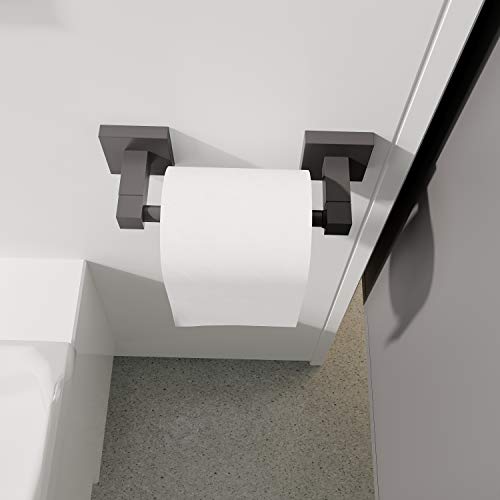 Ruacq Toilet Paper Holder 2 Pack Matte Black Double Post Pivoting Square Tissue Holders Roll Holder Hangers Toilet Paper Stand Stainless Steel and Zinc Alloy Modern Wall Mounted - color: Matte Black, size: Square-2pcs
