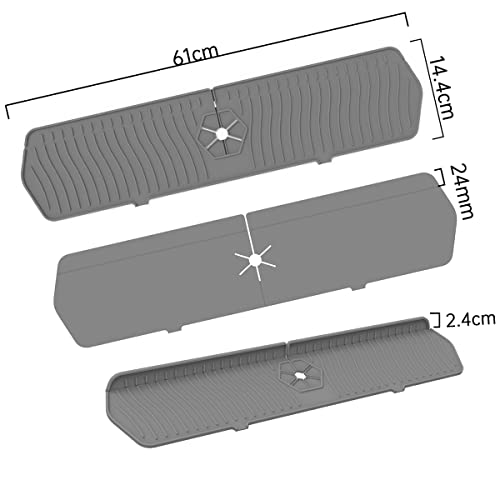Kitchen Faucet Sink Splash Guard, 24" x 5.6'' Upgrade Silicone Faucet Water Catcher Mat, Sink Draining Pad Behind Faucet, Rubber Drying Mat for Countertop, Bathroom, Farmhouse, RV (Green) - color: Green, size: 24" x 5.6"