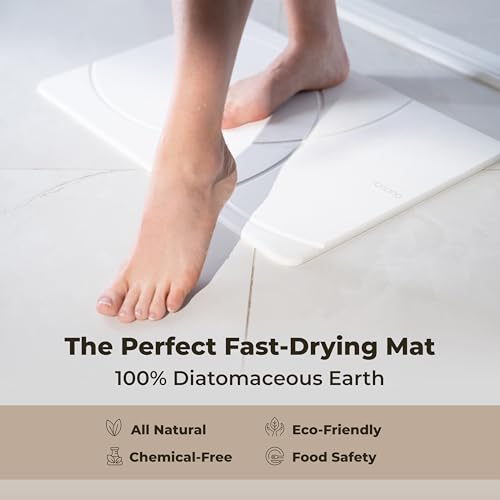TOSORO - Stone Bath Mat Diatomaceous Earth Shower Mat Non-Slip Super Absorbent Diatomite Stone Bath Mats for Bathroom Floor Quick Drying Natural Easy to Clean (23.5 x 15) - Sandstone - color: Enso Sandstone, size: Pack of 1