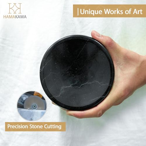 Natural Marble Soap Dish, Round Black Jewelry Dish 4.5 inch, Limestone Shower Soap Holder, Modern Stone Sponge Holder with White Stripe, Obsidian Bar Soap Saver Tray for Bathroom, Kitchen - color: Black 4.5-in Circ