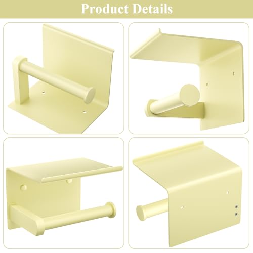 Tindbea Toilet Paper Holder with Phone Shelf, Adhesive or Screw Wall Mount Toilet Tissue Roll Holder, Rustproof & Multifunctional Stainless Steel Bathroom Storage Dispenser (Sunlight Yellow) - color: O-sunlight Yellow