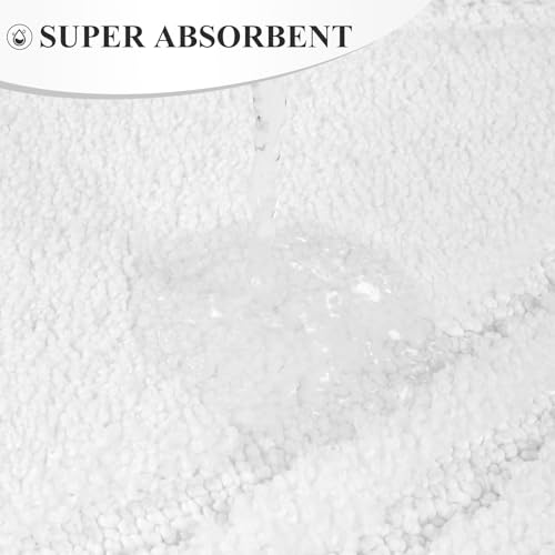 Bsmathom Bathroom Rugs Sets 3 Piece, Soft Non Slip Microfiber Bath Mat and U-Shaped Contour Toilet Rug, Machine Washable Absorbent Shaggy Bathroom Set, White - color: White