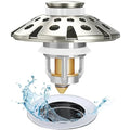 AzWzz Bathroom Sink Drain Strainer, 3 in 1 Pop Up Bathroom Sink Stopper Plug with Hair Catcher Cover, Universal for 1.06 in to 1.6 in Sink Drain, Brushed Nickel - color: Brushed Nickel, style: Bathroom Sink Stopper with Hair Catcher