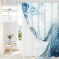 MitoVilla 3 in 1 Long Blue Marble Shower Curtain Set-72 W x 78 H, Modern Ripple Shower Curtain and Waterproof Fabric PEVA Liner Set with 12 Stainless Steel Hooks - color: 3 in 1 - Blue, size: 72"W x 78"L (Pack of 1)
