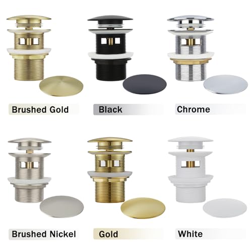 Free Standing Tub Drain Kit, Freestanding Tub Drain, Pop-Up Freestanding Bathtub Drain Stopper, Compatible with Freestanding Bathtub Drain Rough-in Kit (Brushed Nickel) - color: Brushed Nickel