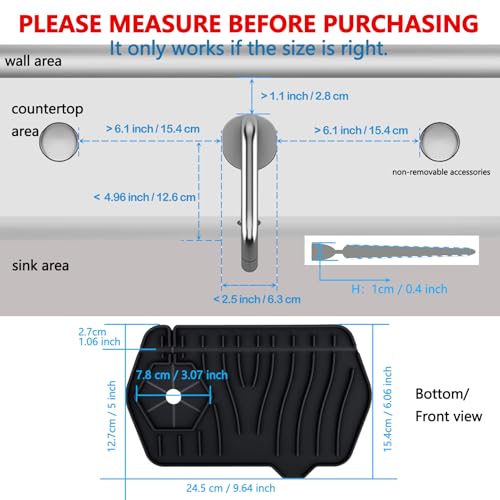 Mini Sink Splash Guard for Kitchen Sink - Compact 9.6" Kitchen Faucet Splash Guard Mat, Small Faucet Handle Drip Catcher Tray for Kitchens, Bathroom Sinks (Black) - color: A Style Black