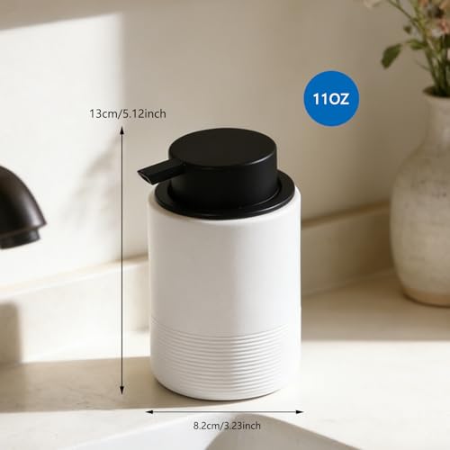 Resin Foaming Soap Dispenser, 11 OZ Bathroom & Kitchen Foam Soap Dispenser, Easy Press Pump, Refillable Hand Soap Dispenser, Modern Decor (White) - color: White