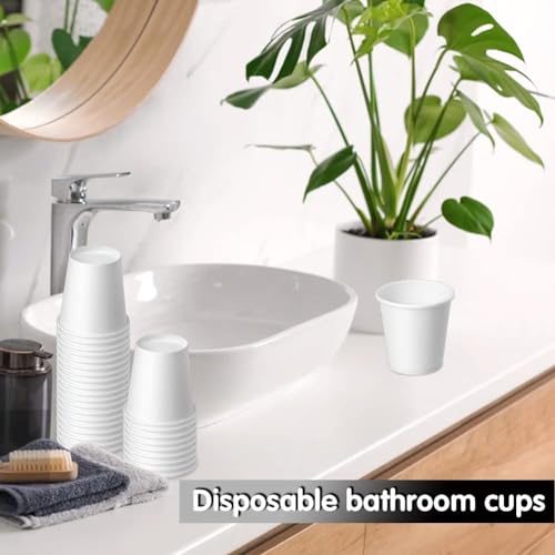 3 oz 100 Pack Disposable Paper Cups, Bathroom Mouthwash Cups, Espresso Disposable Cups for Bathroom, Snack, Espresso, Mouthwash (White) - color: White, size: 100 Count