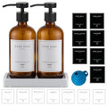 Amber Glass Soap Dispenser - Dish Hand Soap Dispenser for Kitchen, Bathroom Soap Lotion Dispenser with Pump, Refillable Liquid Soap Pump Dispenser Set with Tray, Amber Bottle/Black Pump-pd - color: Amber Bottle/Black Pump + Tray