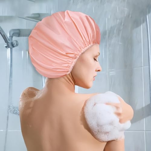 12 PCS Shower Caps for Women, Double Side Waterproof Shower Cap, Reusable Elastic Bath Caps for Shower, EVA Bathing Shower Caps, Bath Hair Caps - (Purple+Pink+Blue+Green) - color: Set A - Purple+Pink+Blue+Green