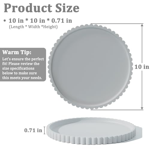 HighHerz Silicone Bathroom Countertop and Vanity Tray-10 Inch Round Silicone Bathroom Tray, Modern Bathroom Decor, Coffee Table Decor, Decorative Tray for Candle, Perfume, Plants (Grey) - color: Gray, size: 10.1"